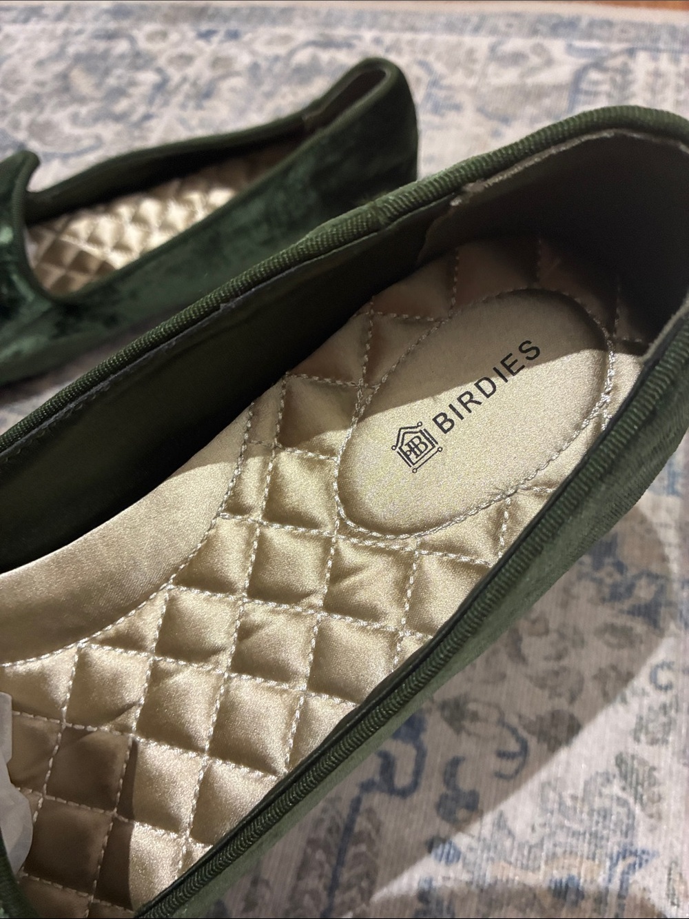 Birdies Velvet Loafers in Deep Green - pointed toe - women’s size 9 - Picture 2 of 6